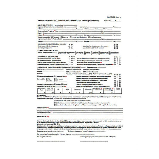 Rapporto di controllo di efficienza energetica 50 moduli in triplice copia