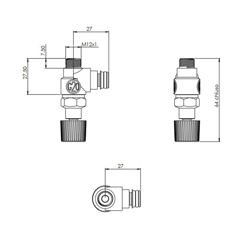 Rubinetto di carico riempimento RUVA ricambio compatibile per caldaie Vaillant