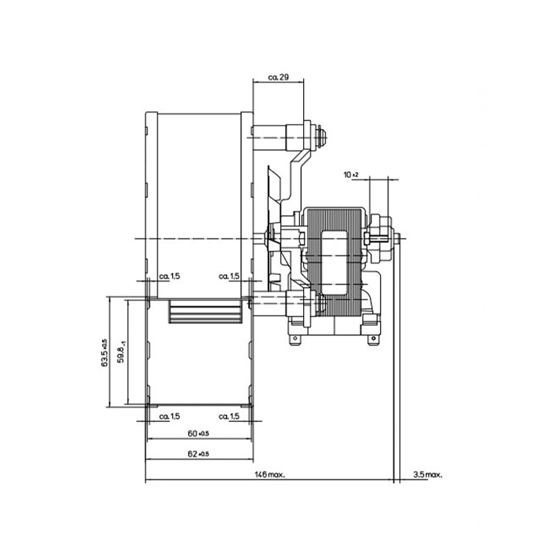Ventilatore estrattore 60 x 60 20 K RL9760 ricambio per caldaie Beretta Riello