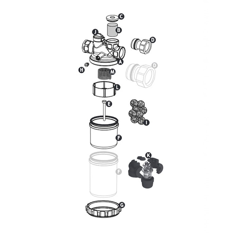 Dosatore proporzionale di polifosfati e silicati in sfere con filtro per caldaie