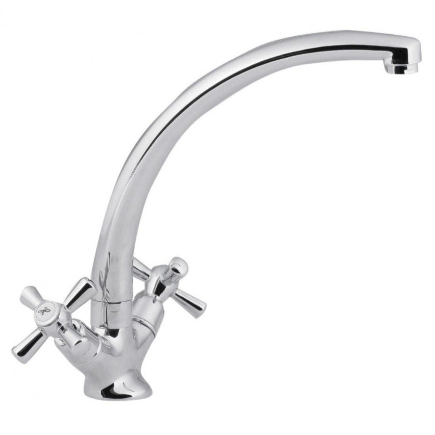 Miscelatore rubinetto per lavello in ottone cromato