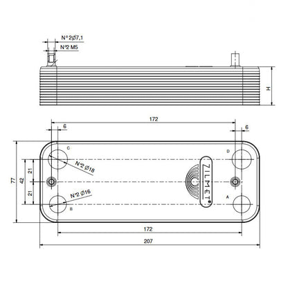 Scambiatore sanitario 14 piastre ZB207LUNA14 ricambio compatibile per caldaie Baxi