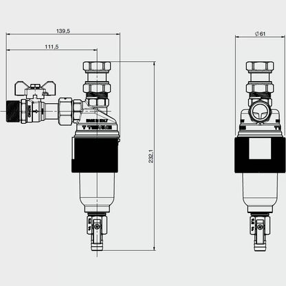 Filtro Defangatore Magnetico sottocaldaia TM-MAG Tiemme - Misura: DN 20 3/4"