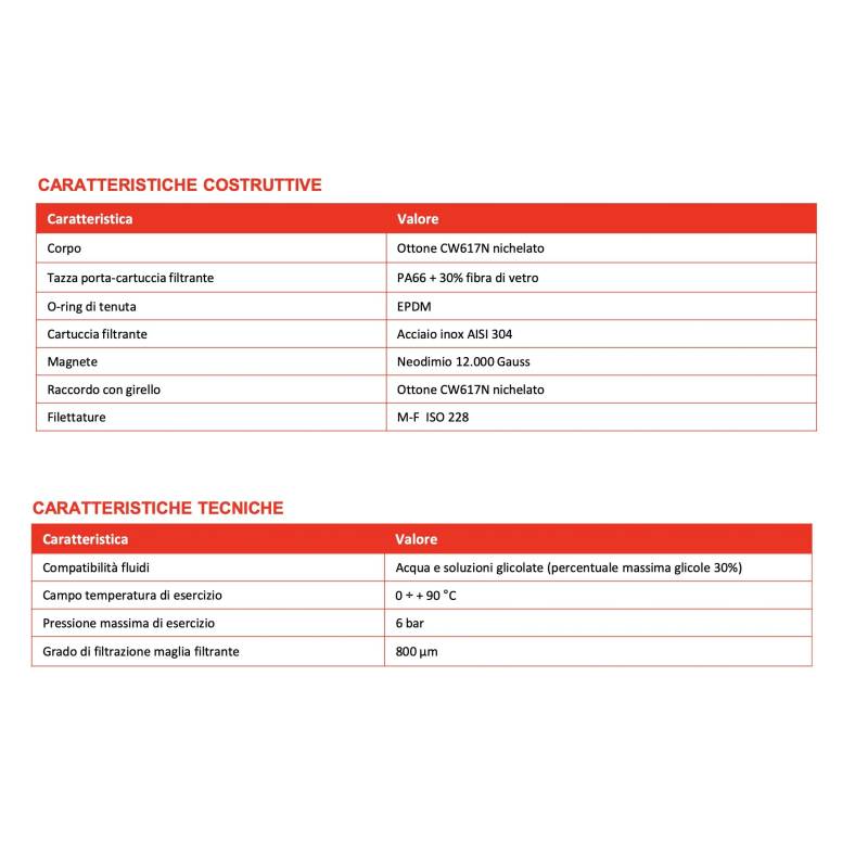 Filtro defangatore magnetico 3/4 compatto sotto caldaia Tiemme TM-MAG MINI 3150